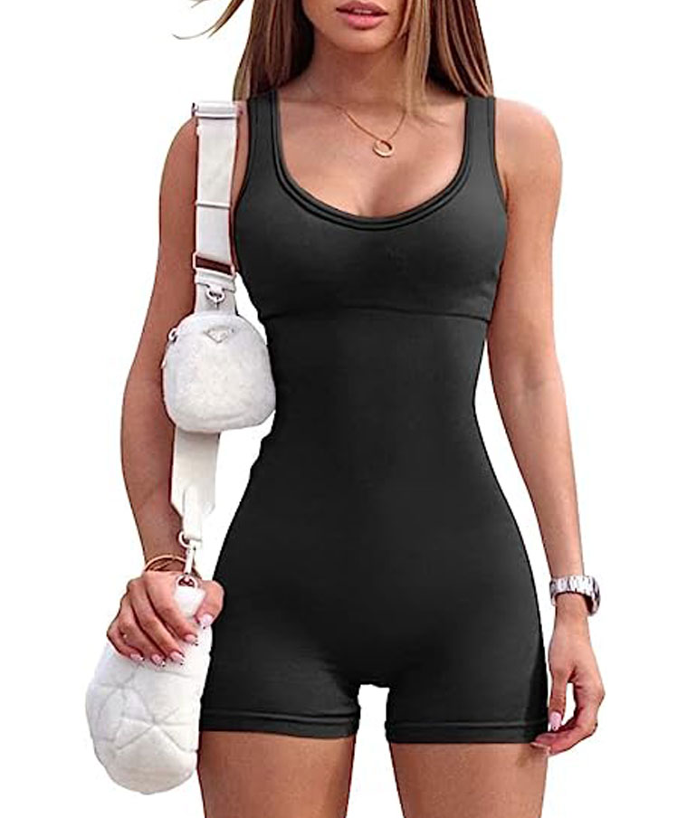 女子瑜伽连衣裤一件无袖锻炼背心衬垫运动胸罩运动连衣裤